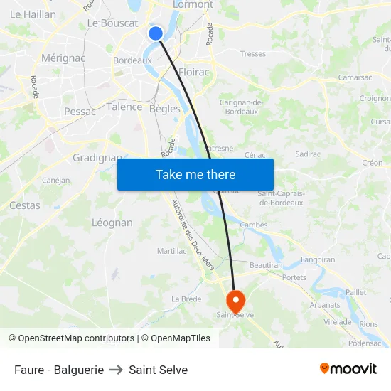 Faure - Balguerie to Saint Selve map