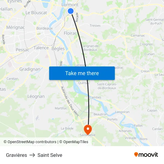 Gravières to Saint Selve map