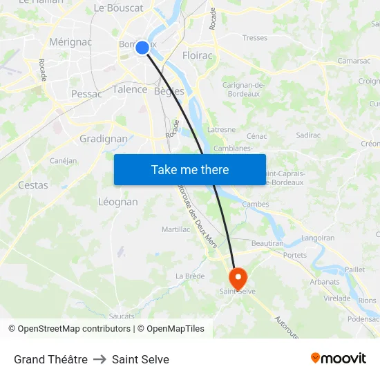 Grand Théâtre to Saint Selve map