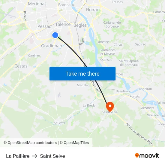 La Paillère to Saint Selve map