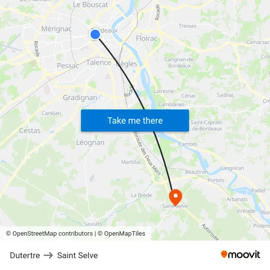 Dutertre to Saint Selve map