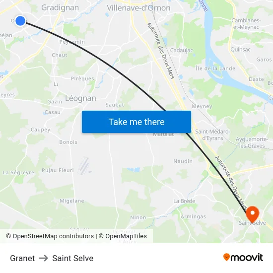 Granet to Saint Selve map