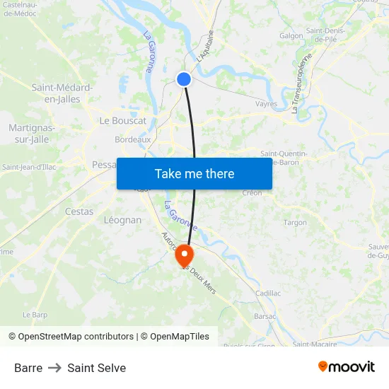 Barre to Saint Selve map