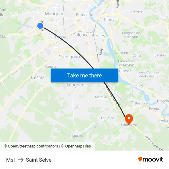 Msf to Saint Selve map