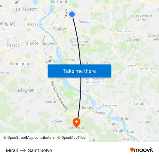 Mirail to Saint Selve map