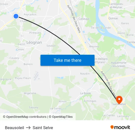 Beausoleil to Saint Selve map