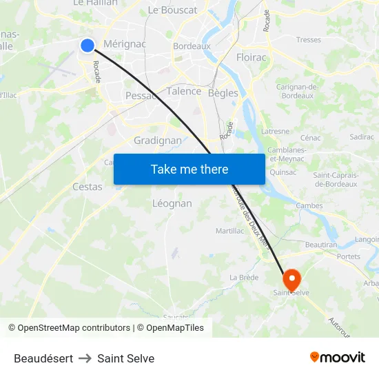 Beaudésert to Saint Selve map