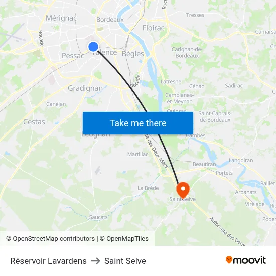 Réservoir Lavardens to Saint Selve map