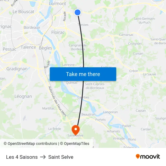 Les 4 Saisons to Saint Selve map