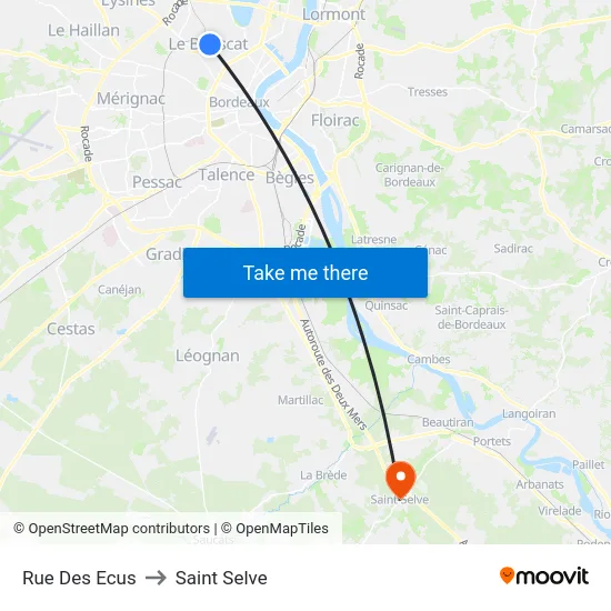 Rue Des Ecus to Saint Selve map