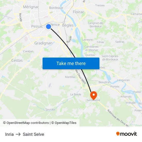 Inria to Saint Selve map