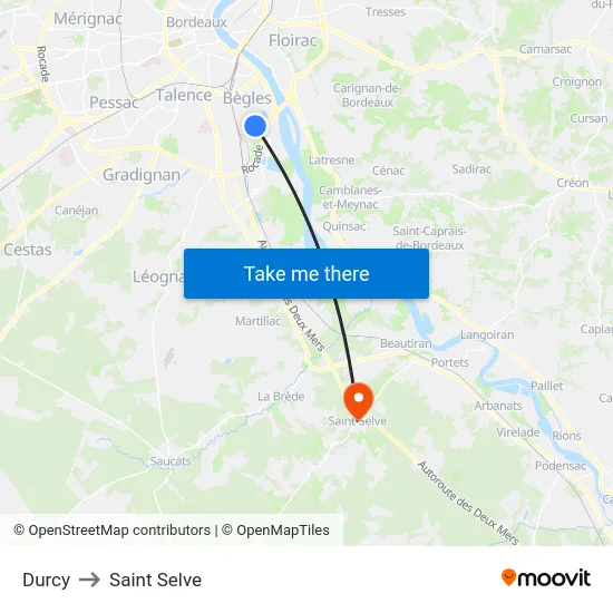 Durcy to Saint Selve map