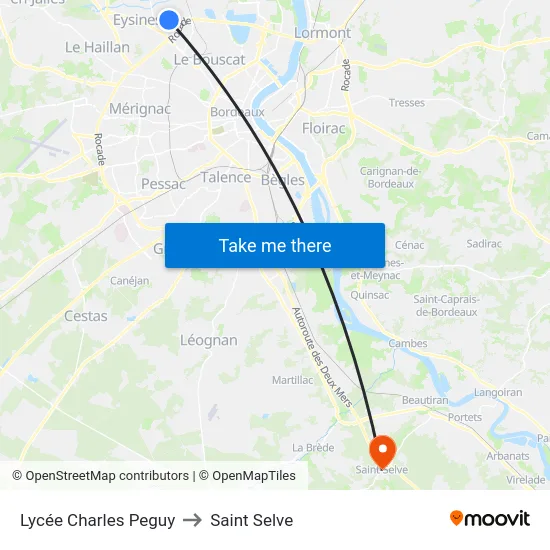 Lycée Charles Peguy to Saint Selve map