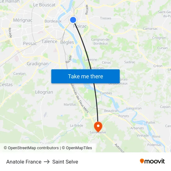 Anatole France to Saint Selve map