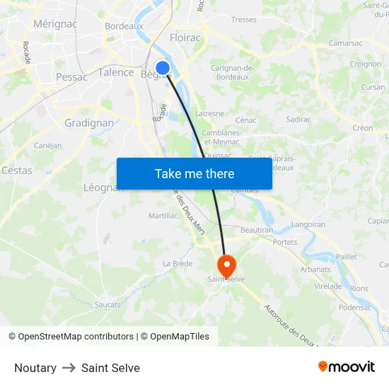 Noutary to Saint Selve map