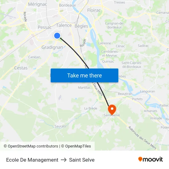 Ecole De Management to Saint Selve map