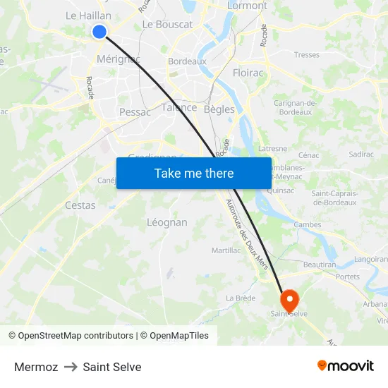 Mermoz to Saint Selve map