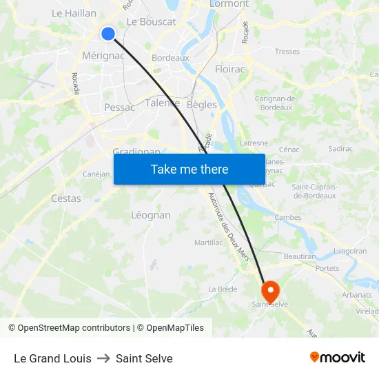 Le Grand Louis to Saint Selve map