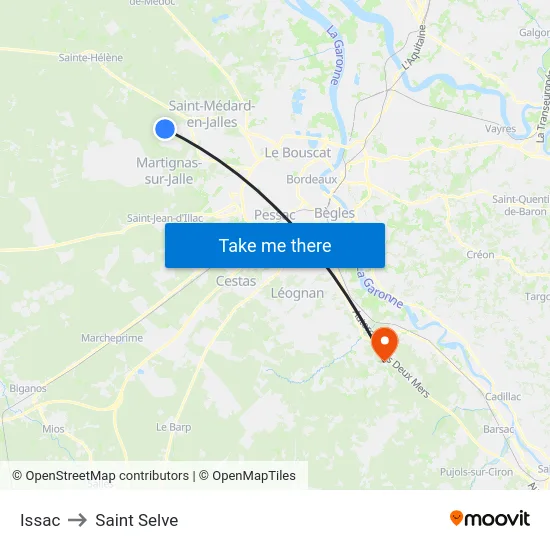 Issac to Saint Selve map