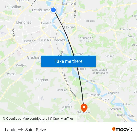 Latule to Saint Selve map