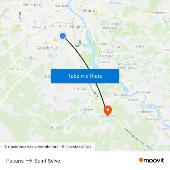 Pacaris to Saint Selve map