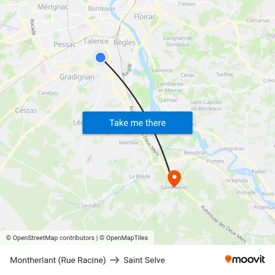 Montherlant (Rue Racine) to Saint Selve map