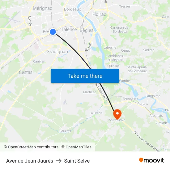 Avenue Jean Jaurès to Saint Selve map