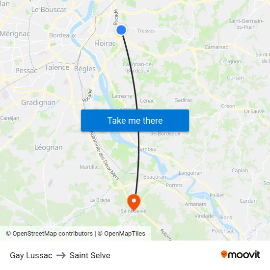Gay Lussac to Saint Selve map