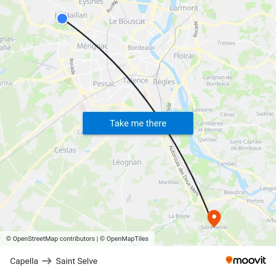 Capella to Saint Selve map