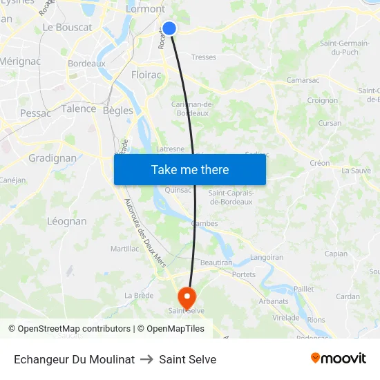 Echangeur Du Moulinat to Saint Selve map