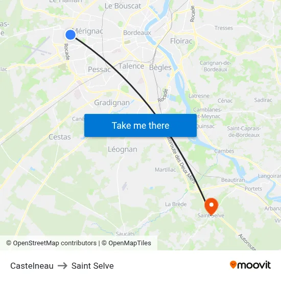 Castelneau to Saint Selve map