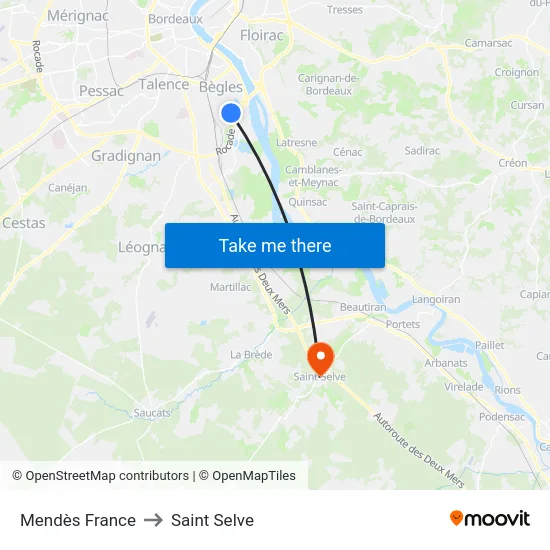 Mendès France to Saint Selve map