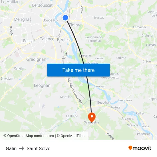 Galin to Saint Selve map