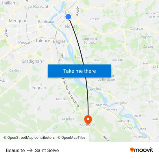 Beausite to Saint Selve map