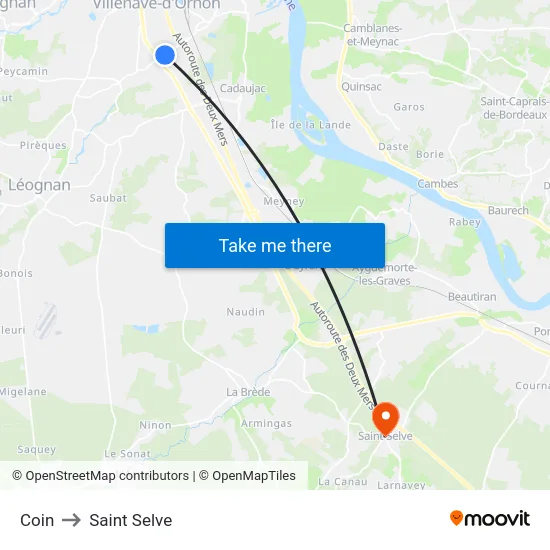 Coin to Saint Selve map