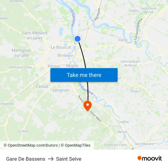 Gare De Bassens to Saint Selve map