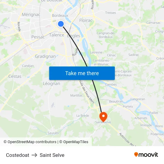 Costedoat to Saint Selve map