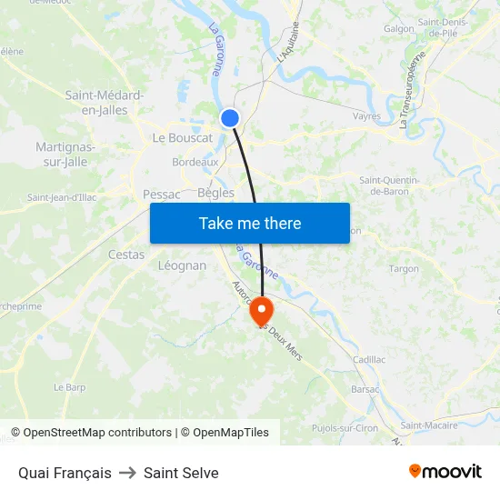 Quai Français to Saint Selve map