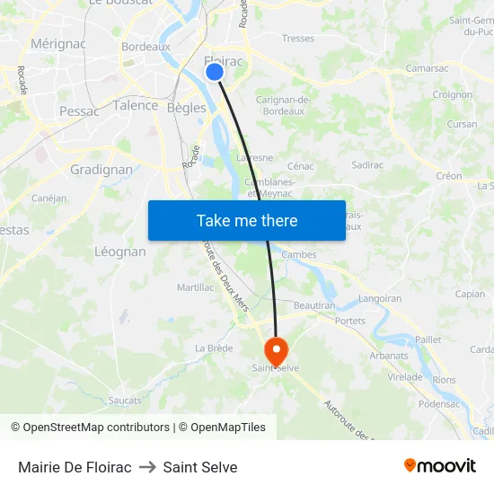 Mairie De Floirac to Saint Selve map