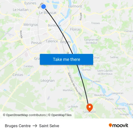 Bruges Centre to Saint Selve map