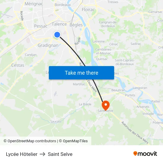 Lycée Hôtelier to Saint Selve map