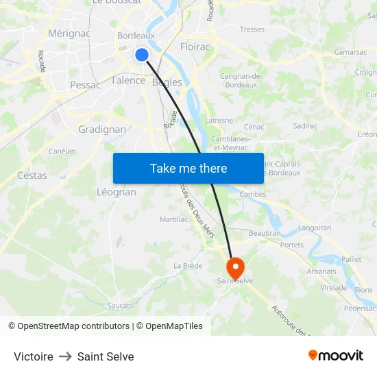 Victoire to Saint Selve map