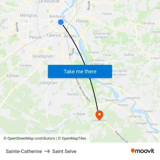 Sainte-Catherine to Saint Selve map