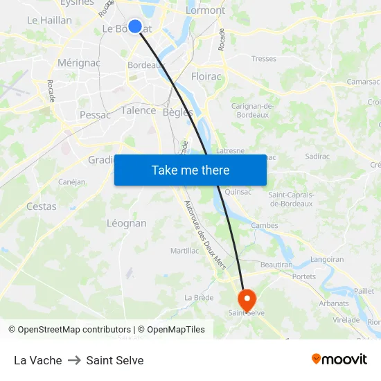 La Vache to Saint Selve map