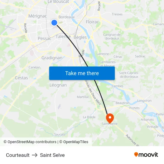 Courteault to Saint Selve map