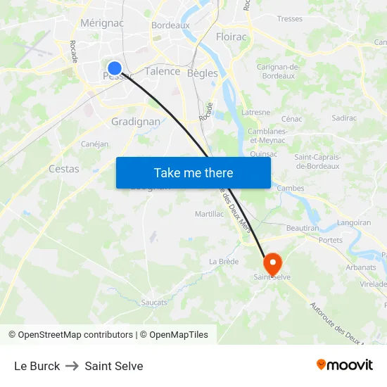 Le Burck to Saint Selve map