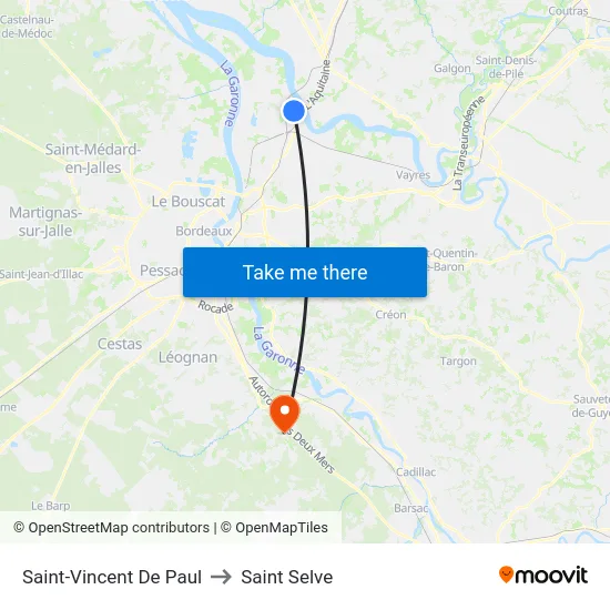 Saint-Vincent De Paul to Saint Selve map