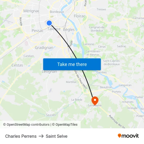 Charles Perrens to Saint Selve map