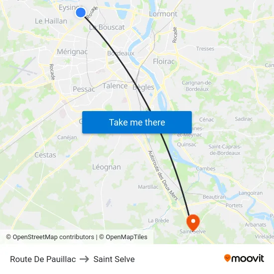 Route De Pauillac to Saint Selve map