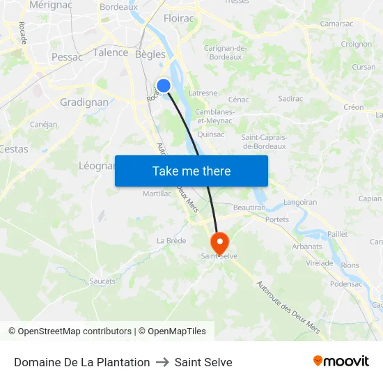 Domaine De La Plantation to Saint Selve map